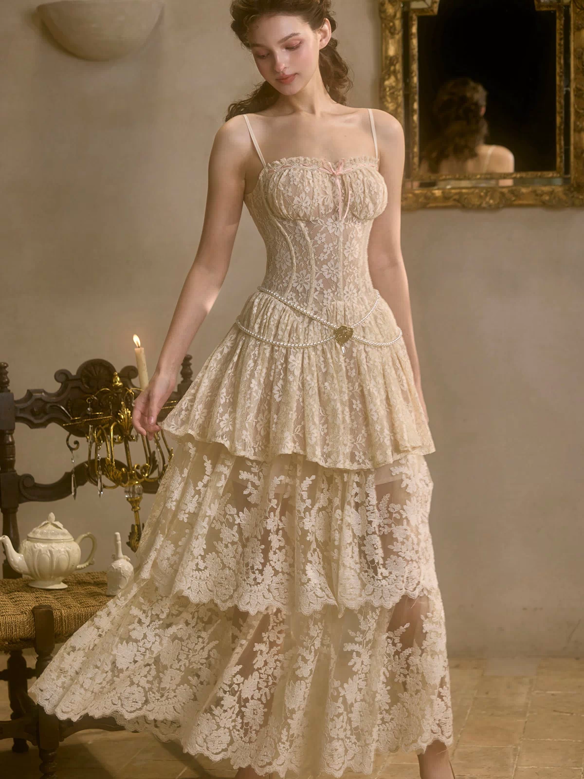 "Waltz In The Moonlight" Elegant white tiered dress for white parties