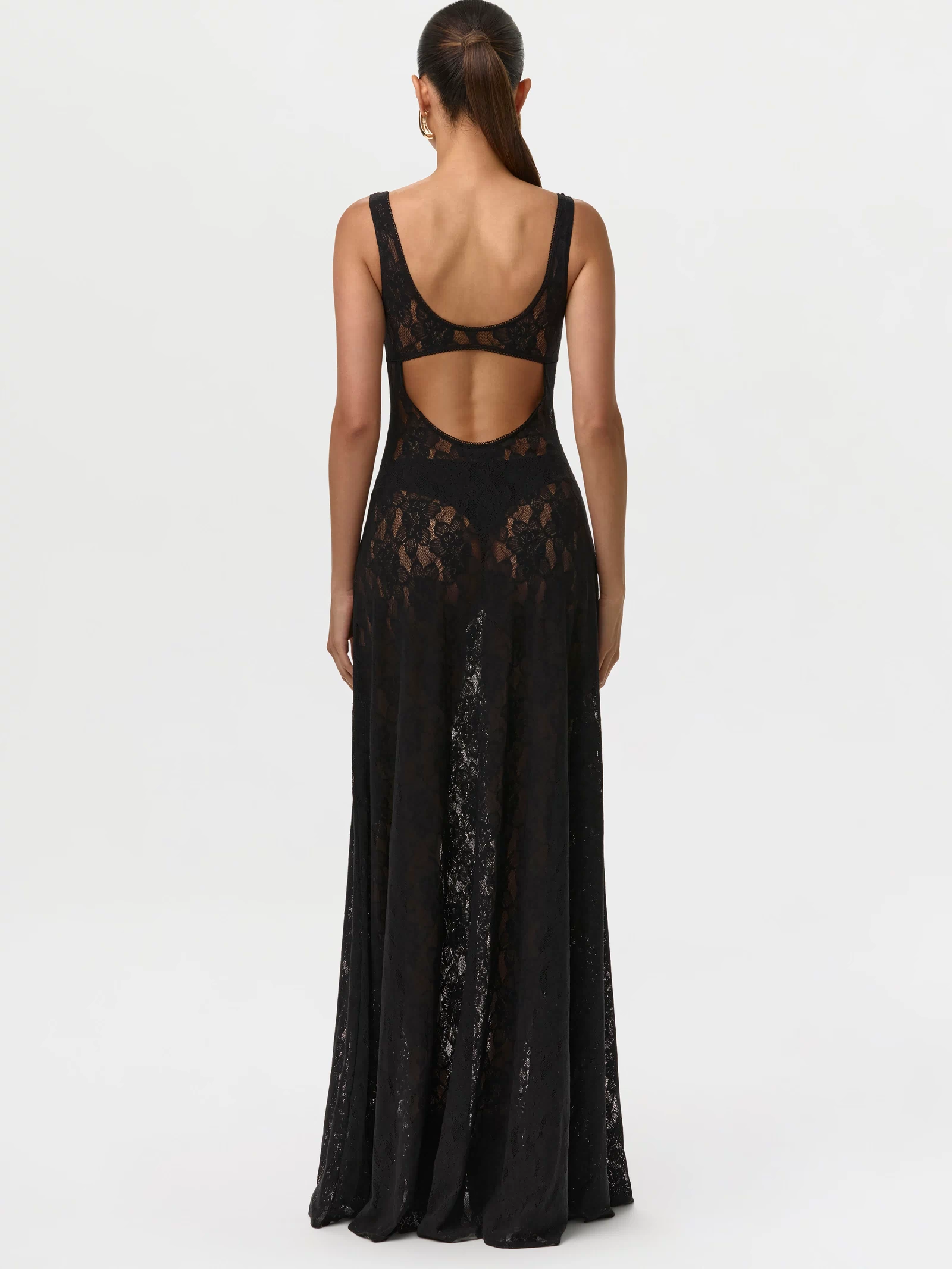 Black Lace Cut Out Maxi Dress