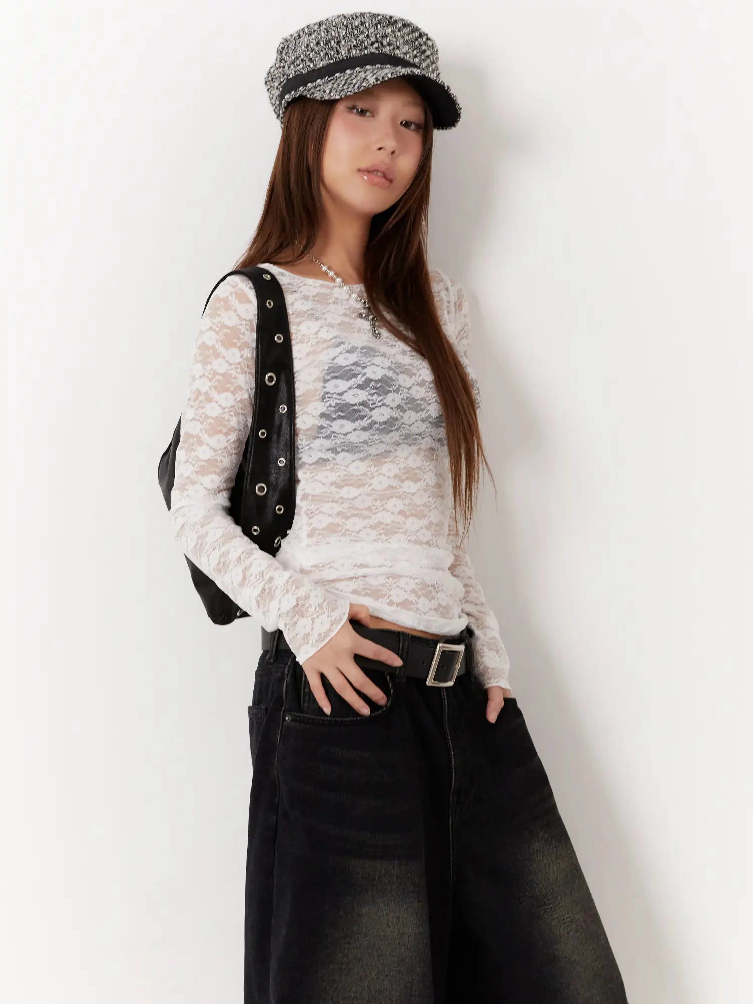 Lace Sheer Long Sleeve Top CD512