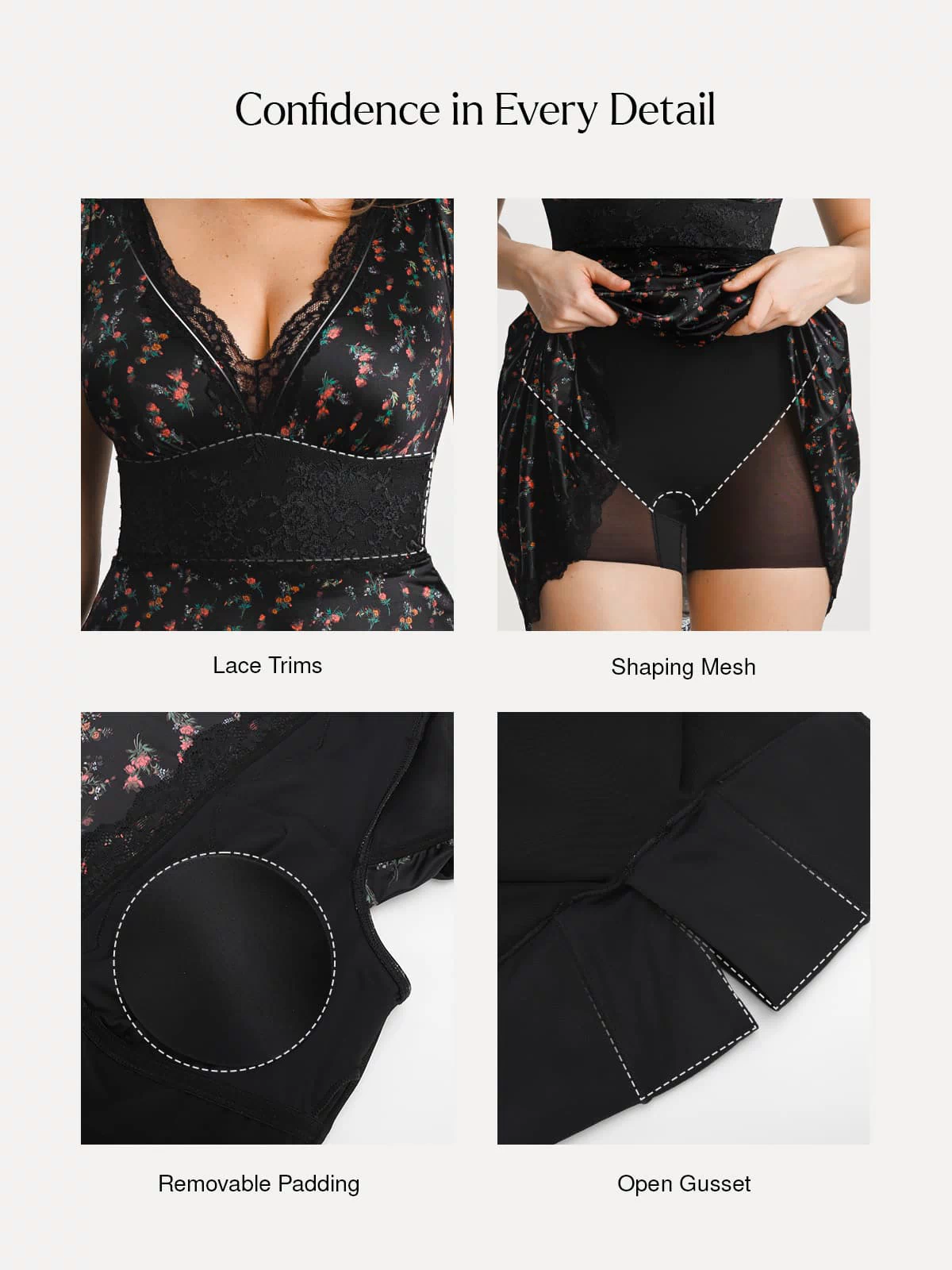 Popilush® Lace Trim Sculpting Fit & Flare Mini Dress