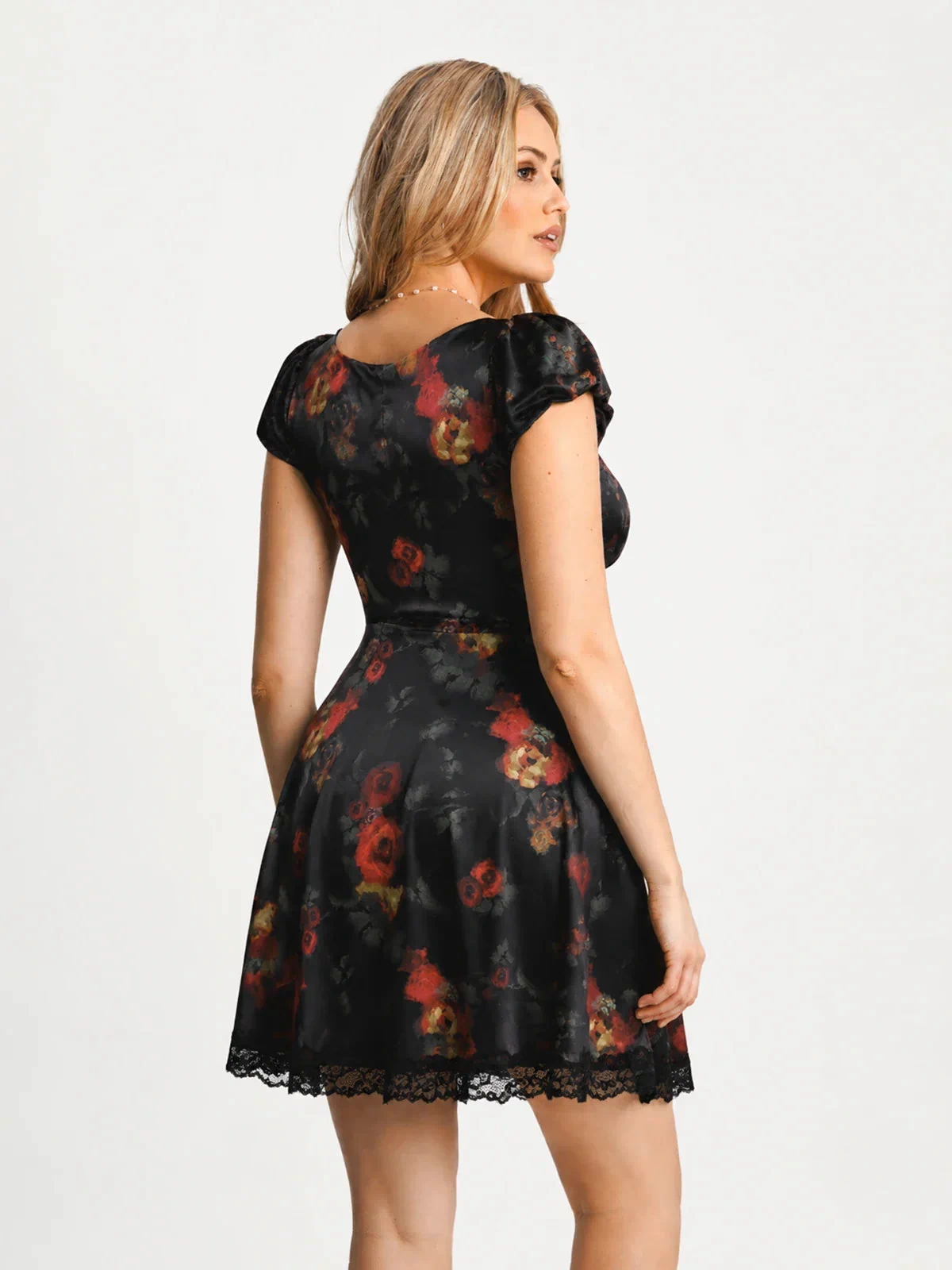 Popilush® Lace Trim Sculpting Fit & Flare Mini Dress