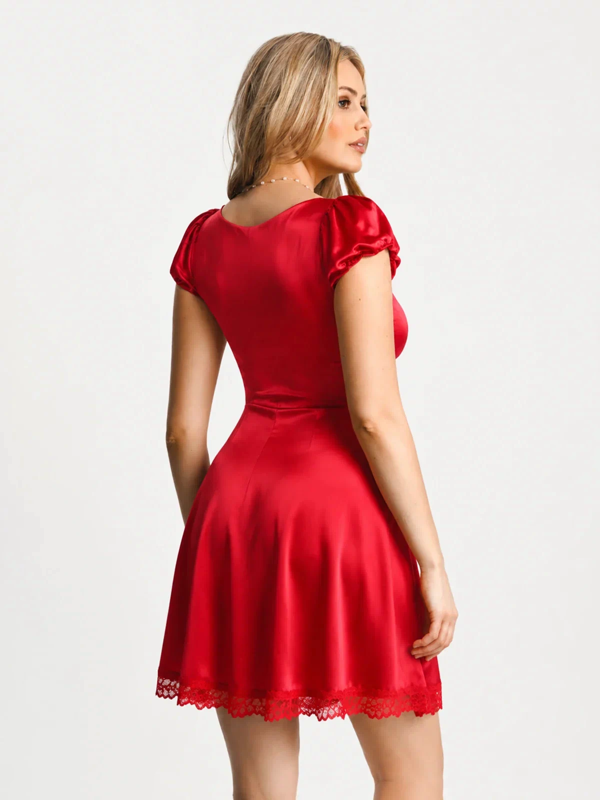 Popilush® Lace Trim Sculpting Fit & Flare Mini Dress