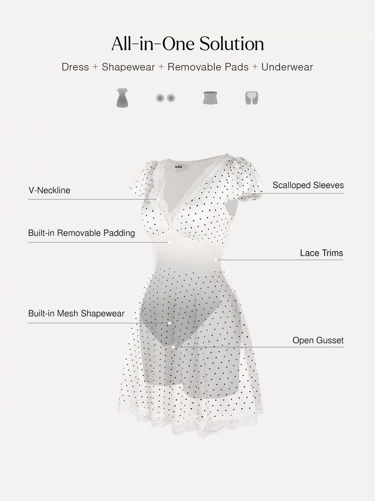 Popilush® Lace Trim Sculpting Fit & Flare Mini Dress