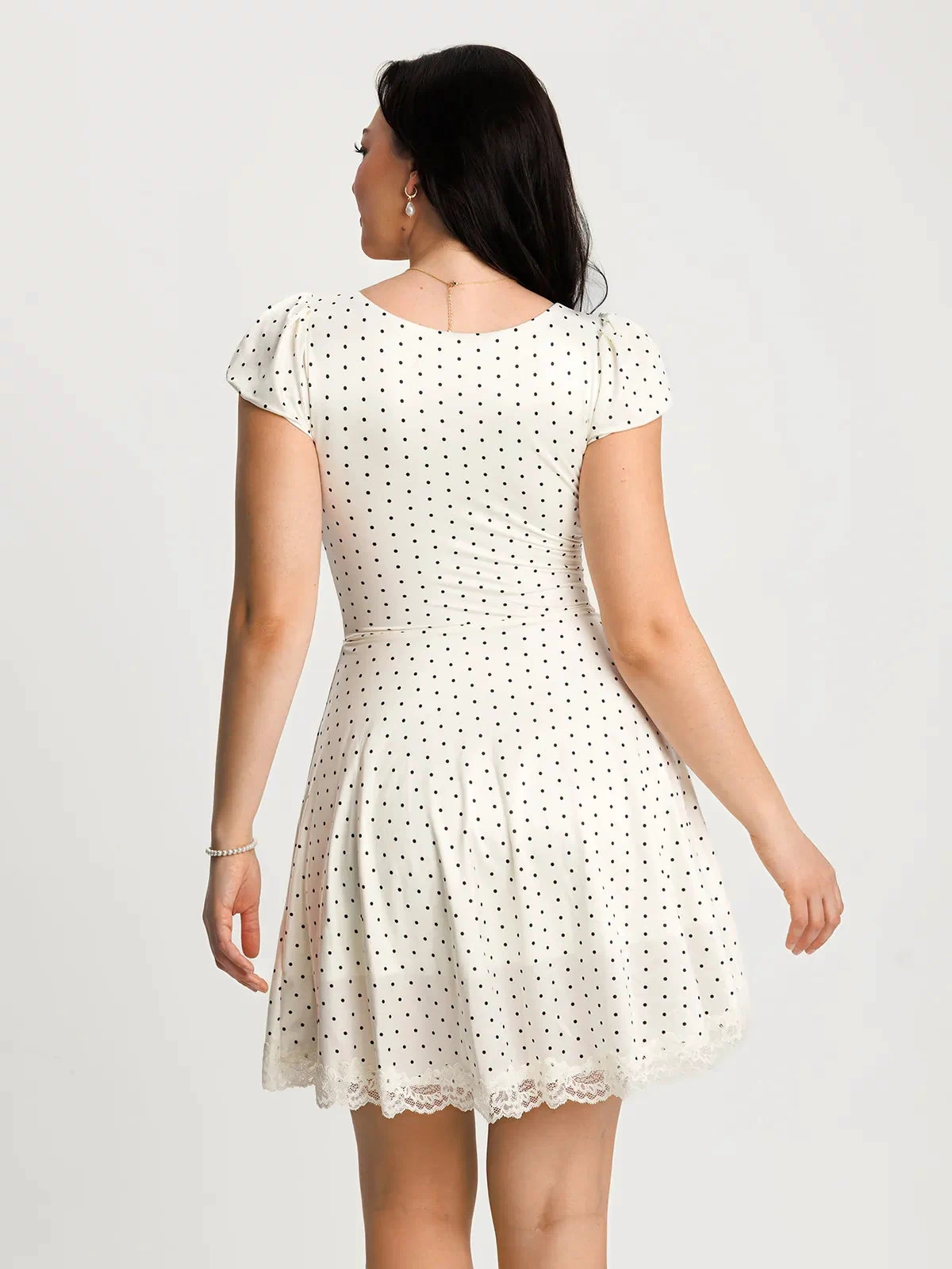 Popilush® Lace Trim Sculpting Fit & Flare Mini Dress