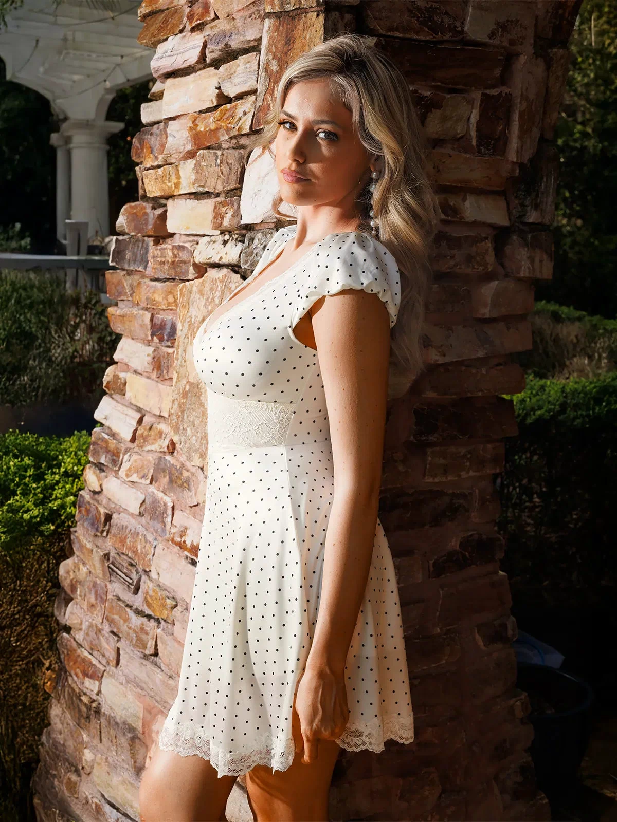 Popilush® Lace Trim Sculpting Fit & Flare Mini Dress