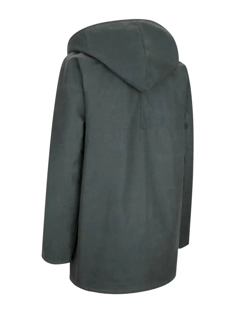 Dark green hooded Ladies Traditional Wax Jacket with long sleeves for stylish protection