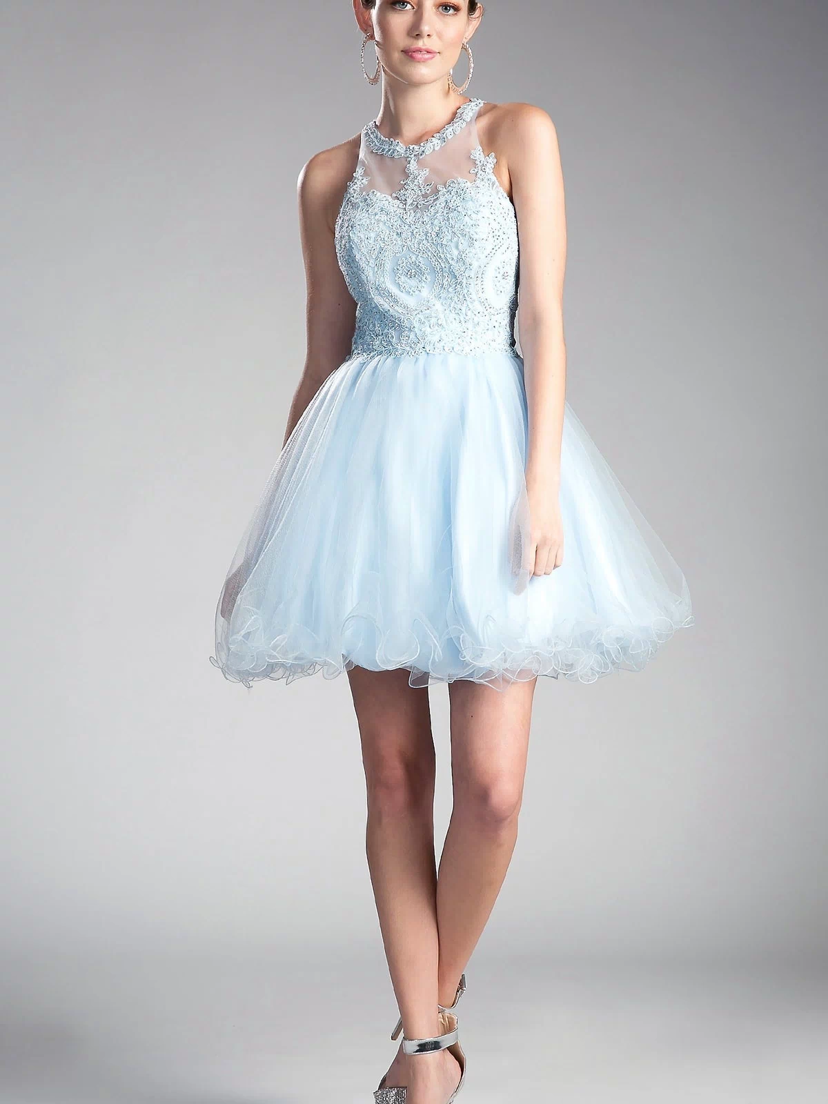 High-Neck Short Babydoll Homecoming Dress UJ0119