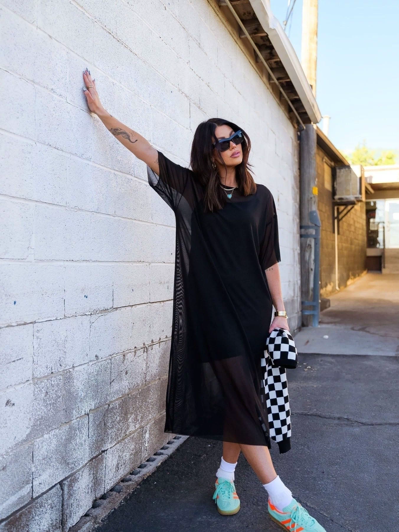 Karma Oversized Mesh Dress + Slip in Black *RESTOCKED*