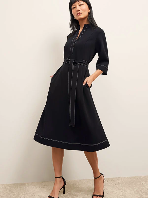 front image of a woman wearing the lauleh dress in black | Exclude 