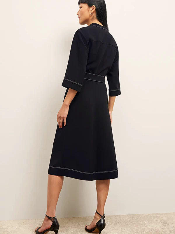 back image of a woman wearing the lauleh dress in black | Exclude