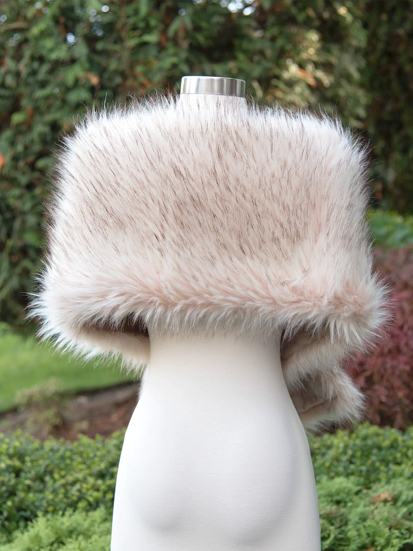 Light blush faux fur wrap bridal shawl wedding stole