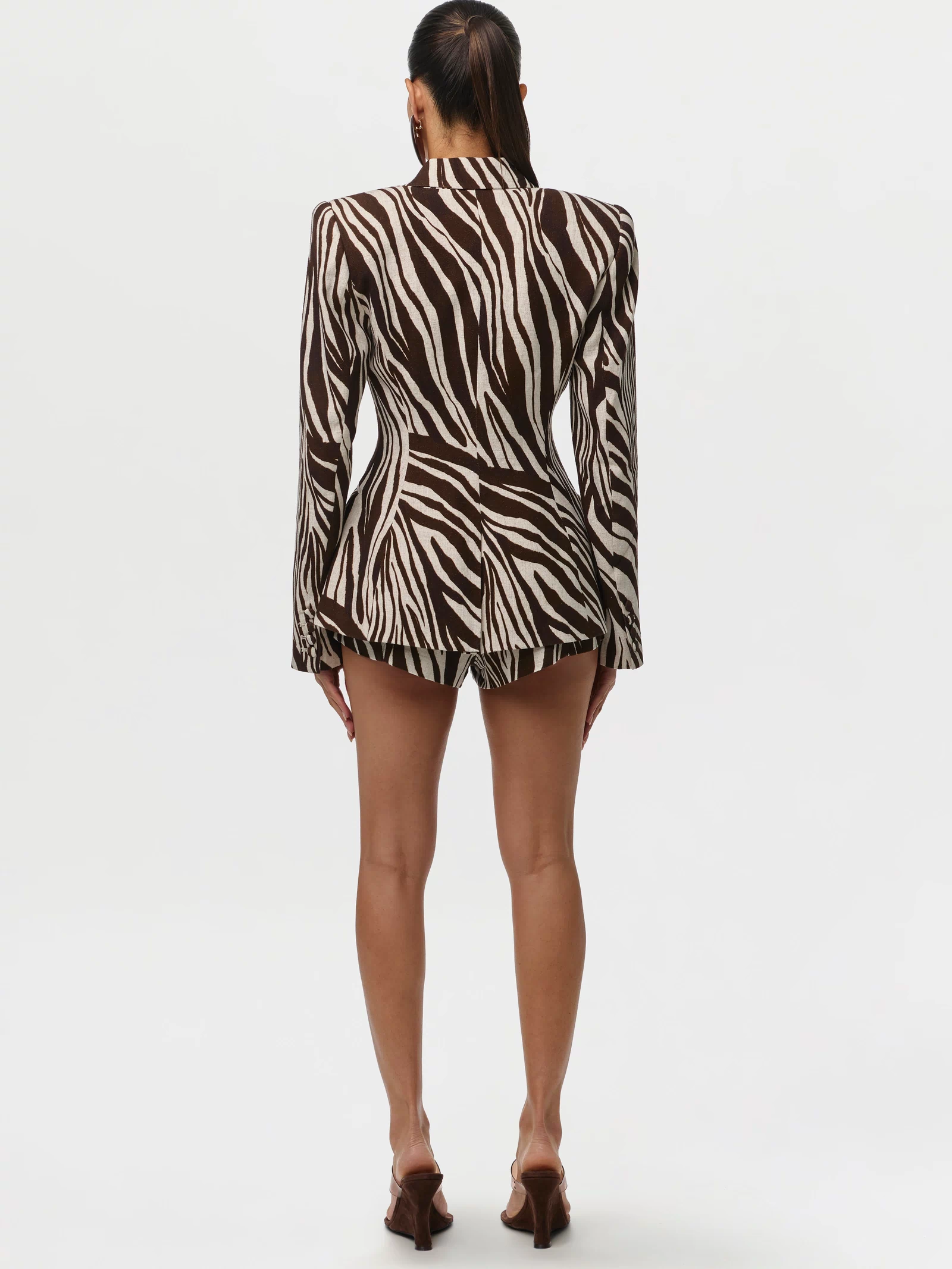 Wild Riviera Linen Print Sculpted Blazer
