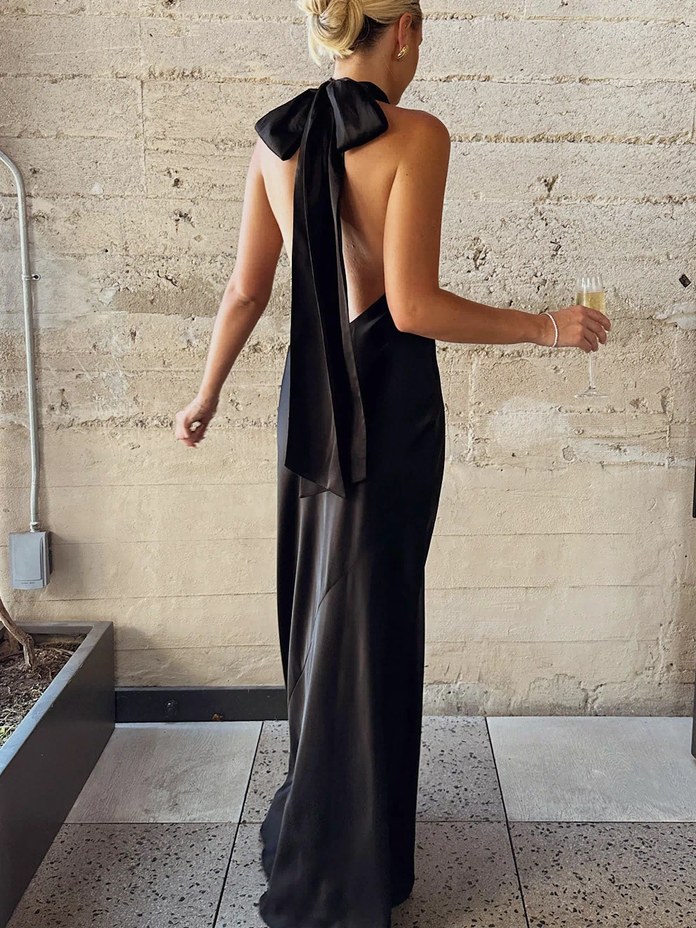 Lisa Maxi Dress ~ Black Luxe Satin