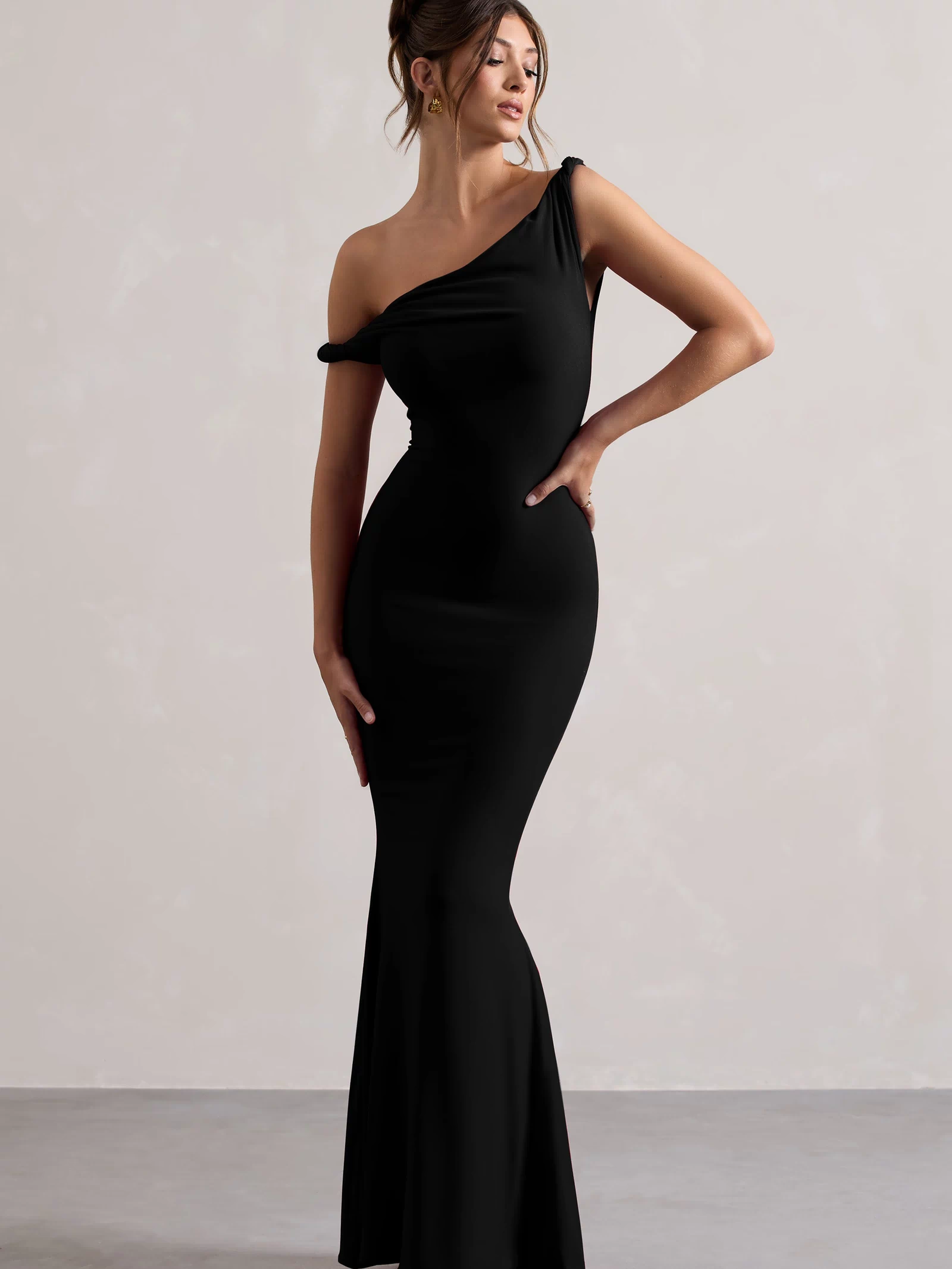 Lita | Black Twisted Asymmetric Maxi Dress