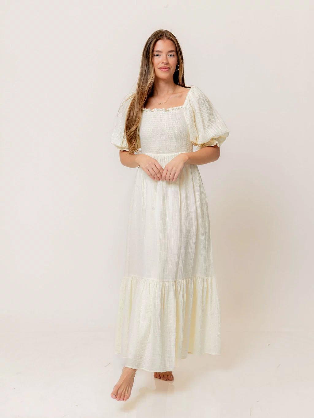 Modest Liv 100% Cotton Maxi Dress in Cream - Bump Friendly