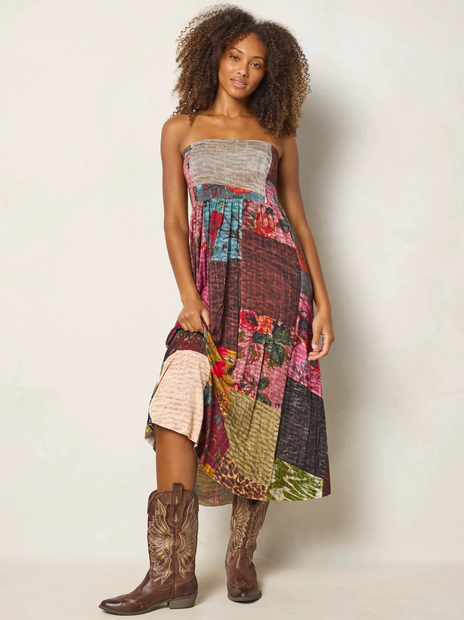 Live-In-It Knit "ButterSoft" Convertible Maxi Skirt - Jewel Quilt Multi