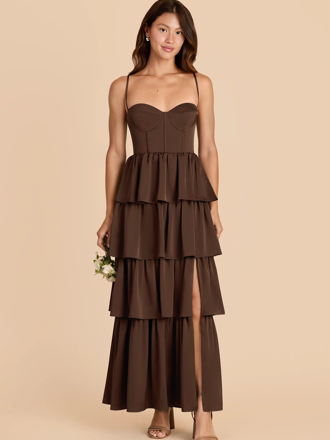 Lola Matte Satin Dress - Espresso