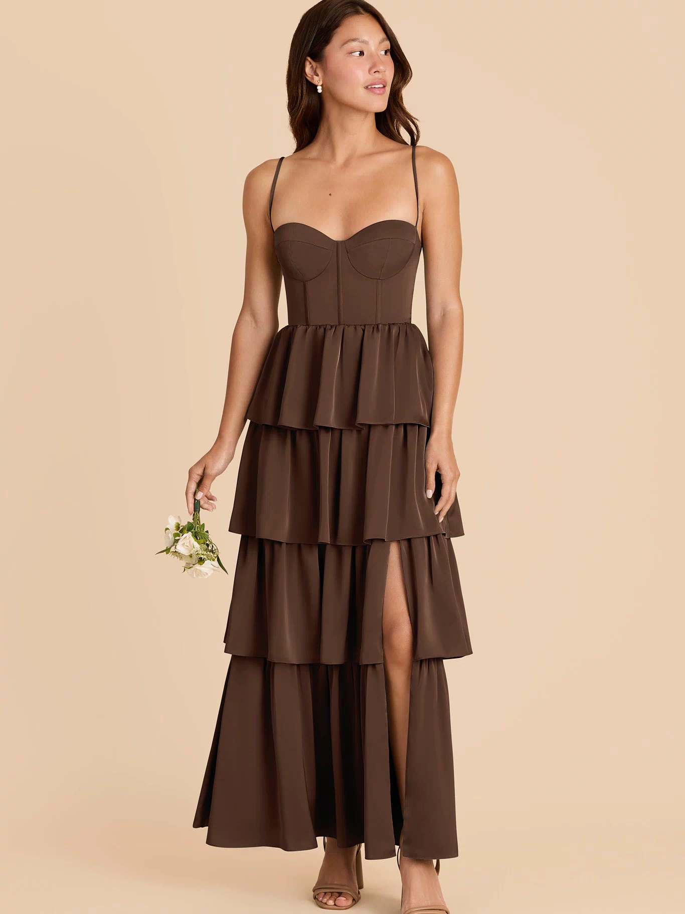 Lola Matte Satin Dress - Espresso XXL / ESPRESSO / Rush Production