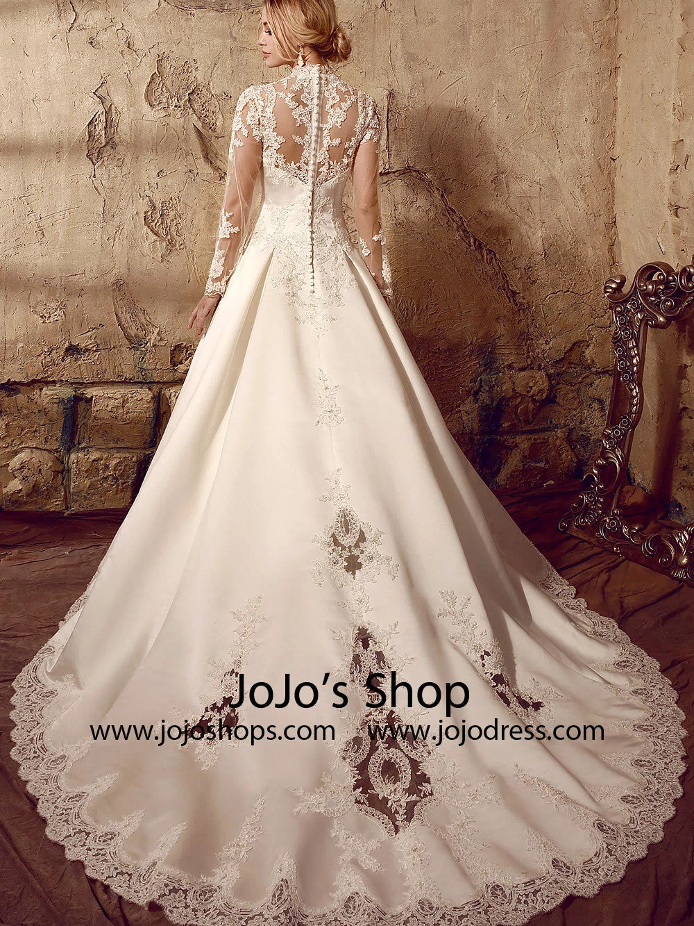 Long Sleeves Victorian Style Modest Lace Dress | HL1009