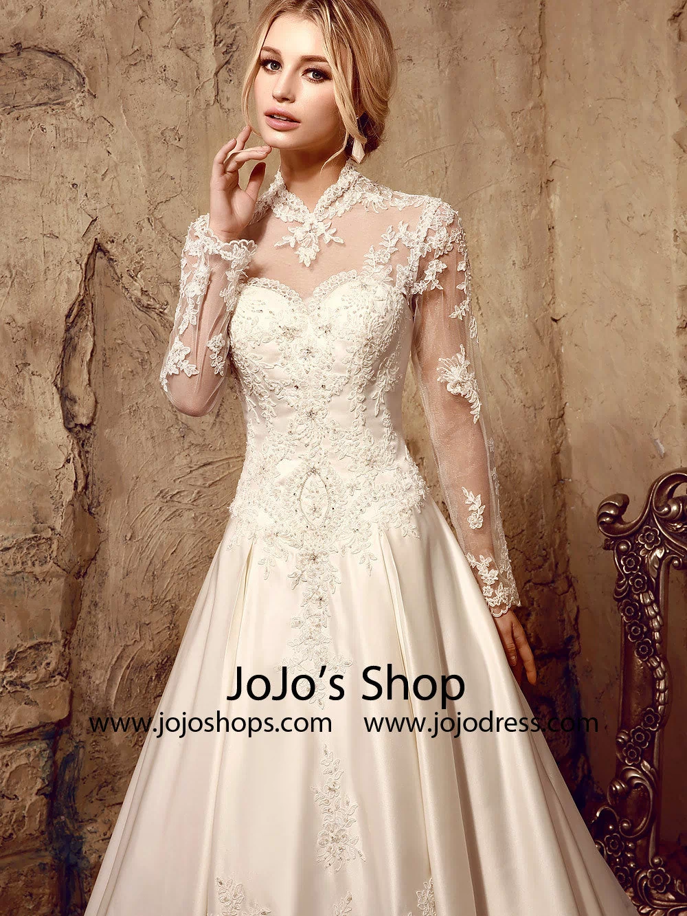Long Sleeves Victorian Style Modest Lace Dress | HL1009