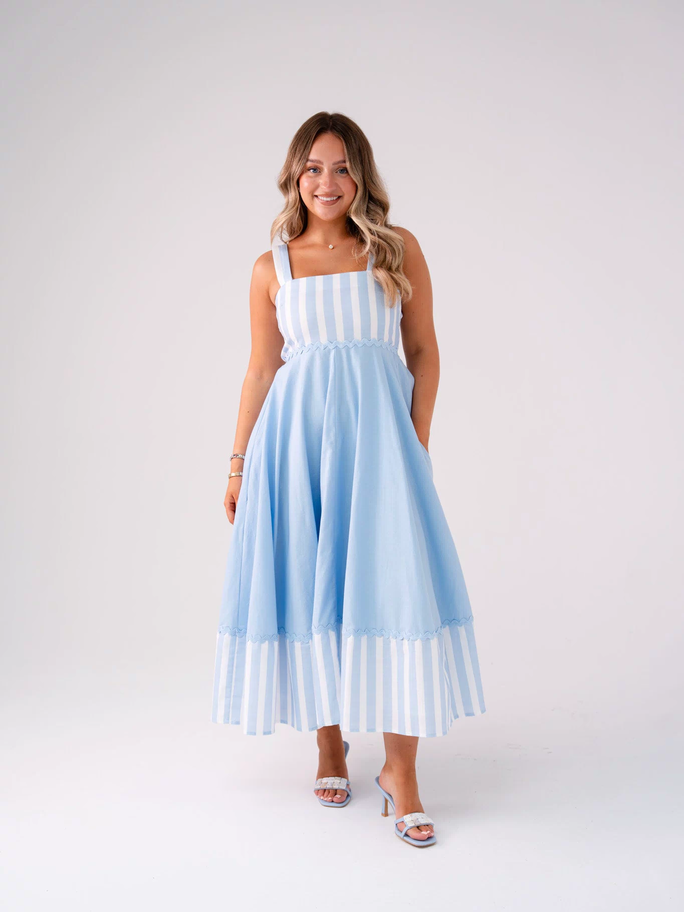 Love Laura Stripe Midi Dress In Blue
