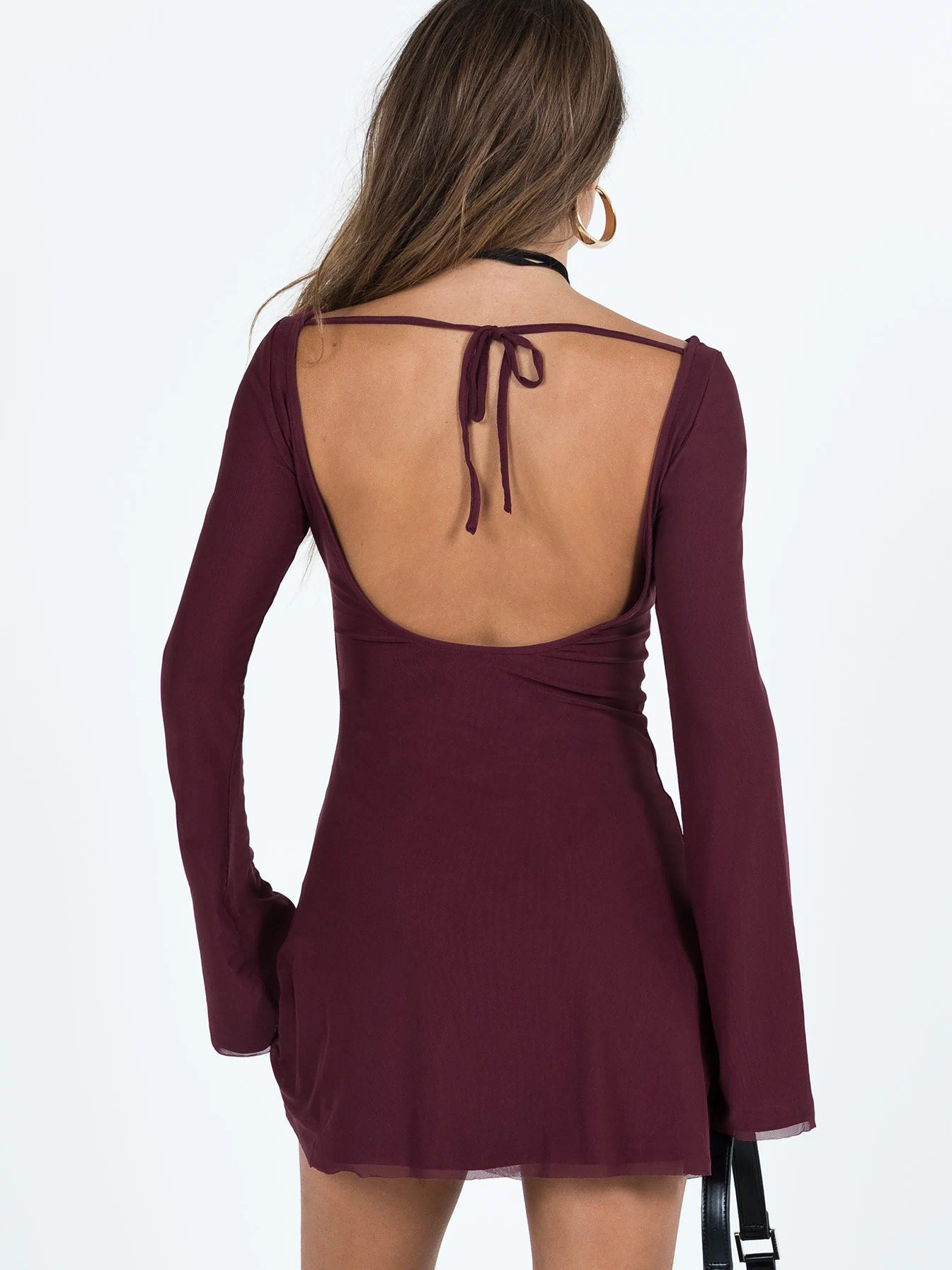 product Princess Polly Asymmetric Neckline  Lukea Long Sleeve Mini Dress Mauve