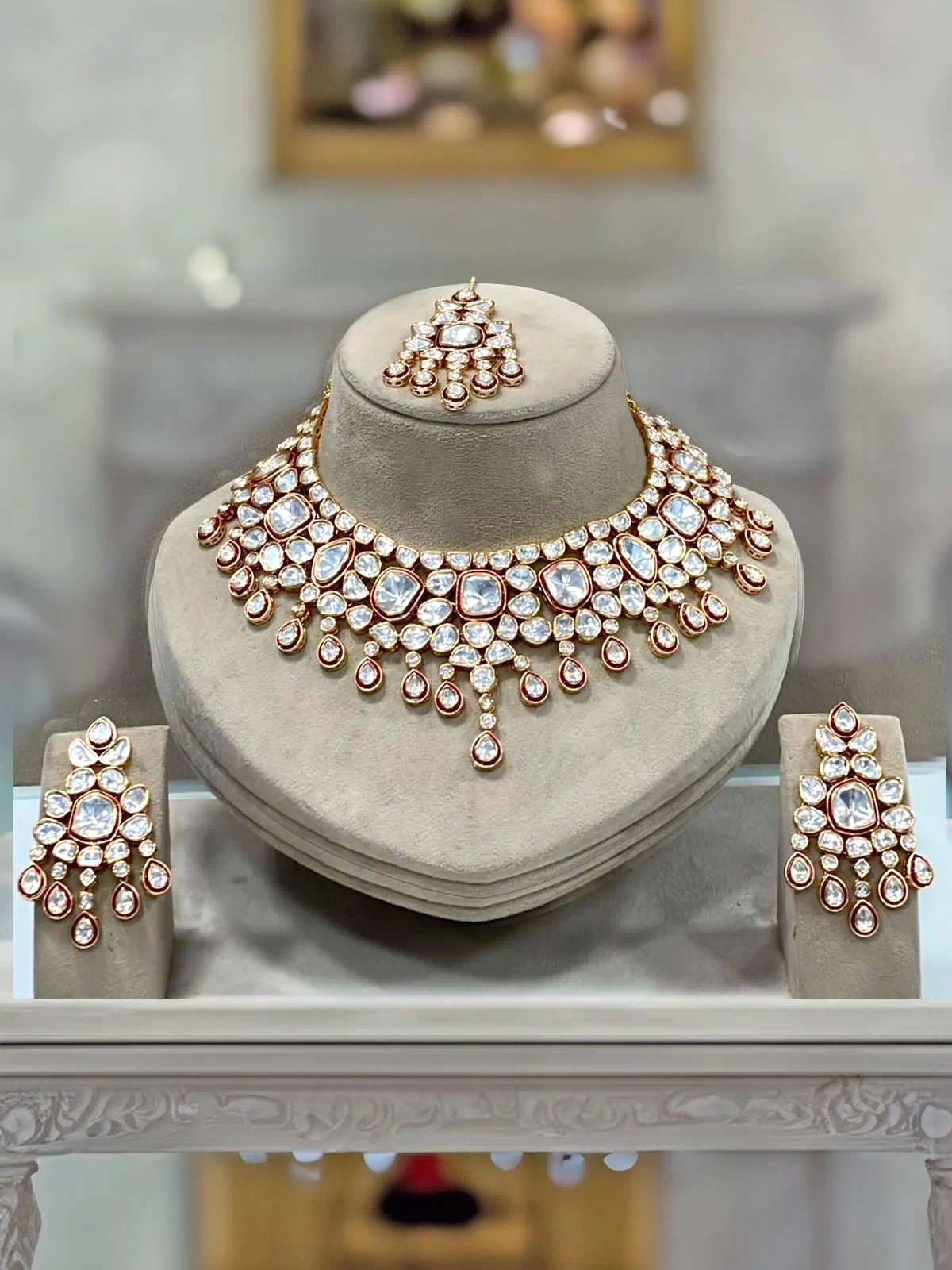 Luxury Kundan & Polki Choker Necklace Set