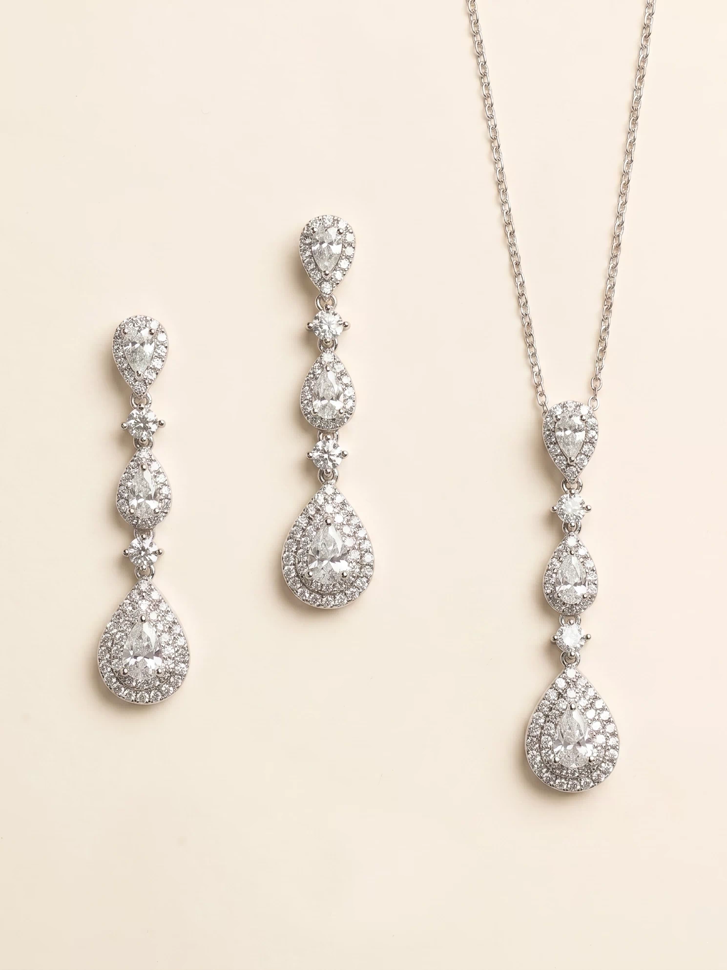 Mandy Bridal Jewelry Set – CZ Teardrop Wedding Jewelry