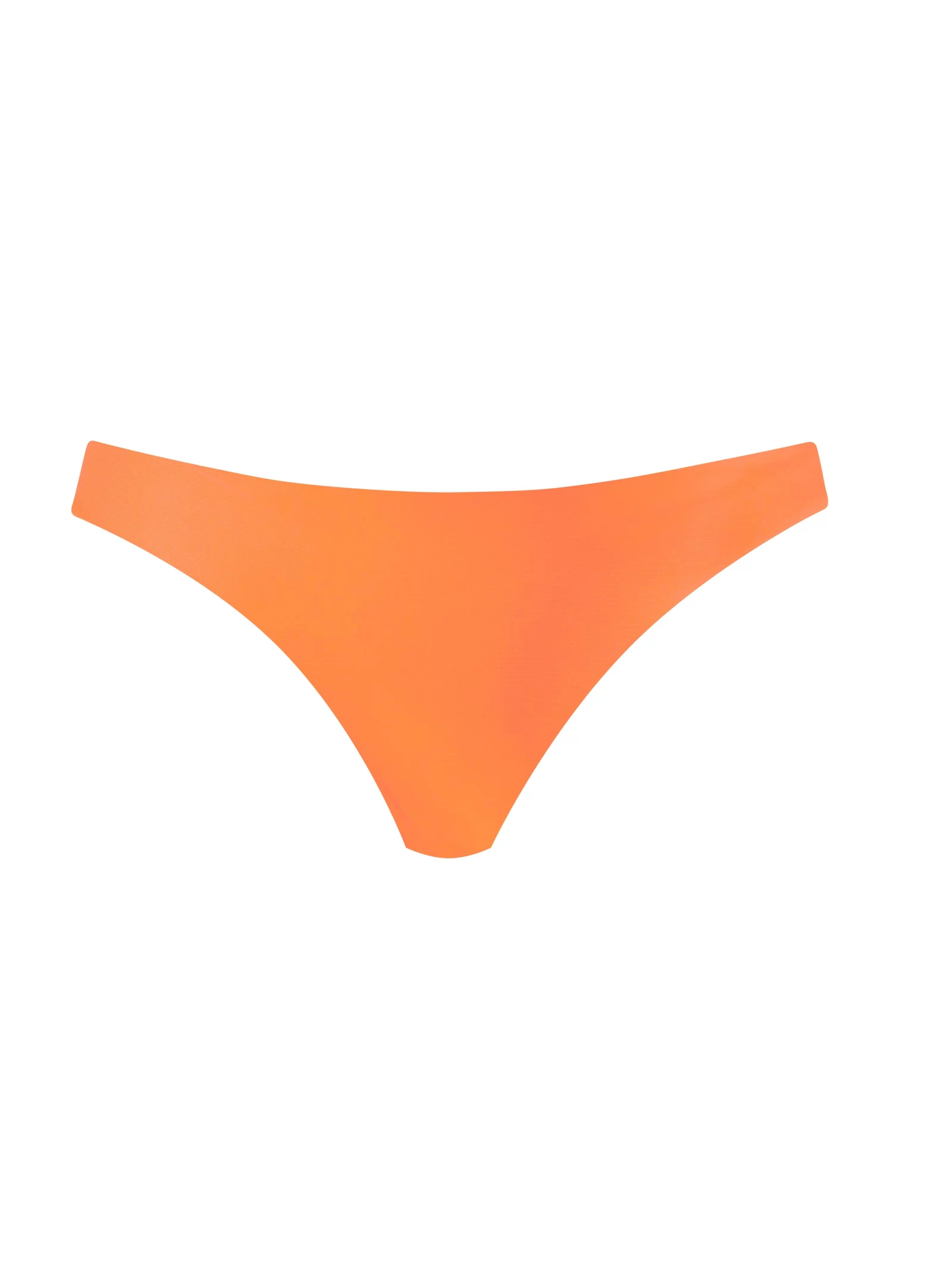 An orange bikini bottom against a white wall.