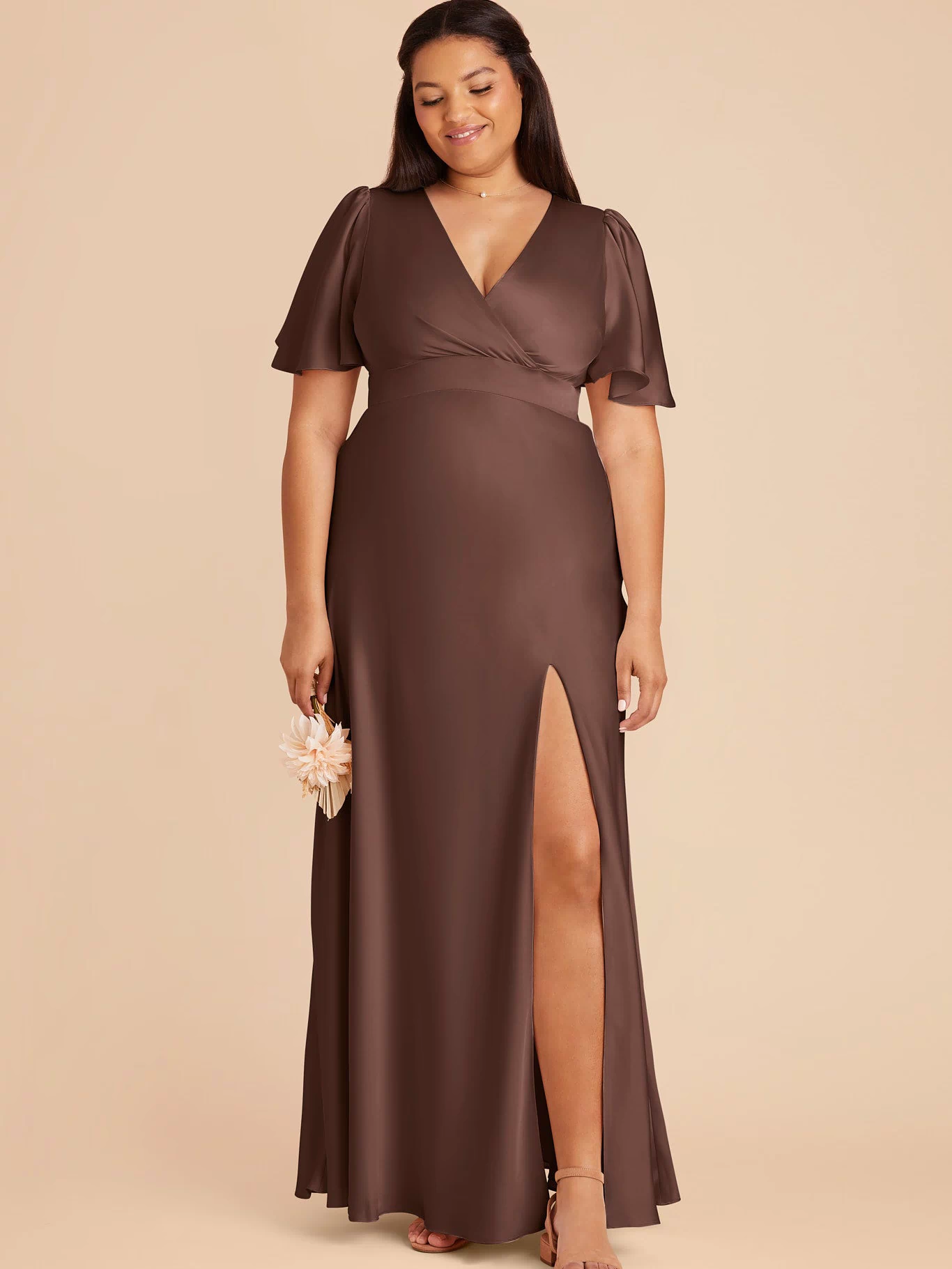 Marni Matte Satin Dress - Chocolate Brown 3X / CHOCOLATE BROWN / Rush Production