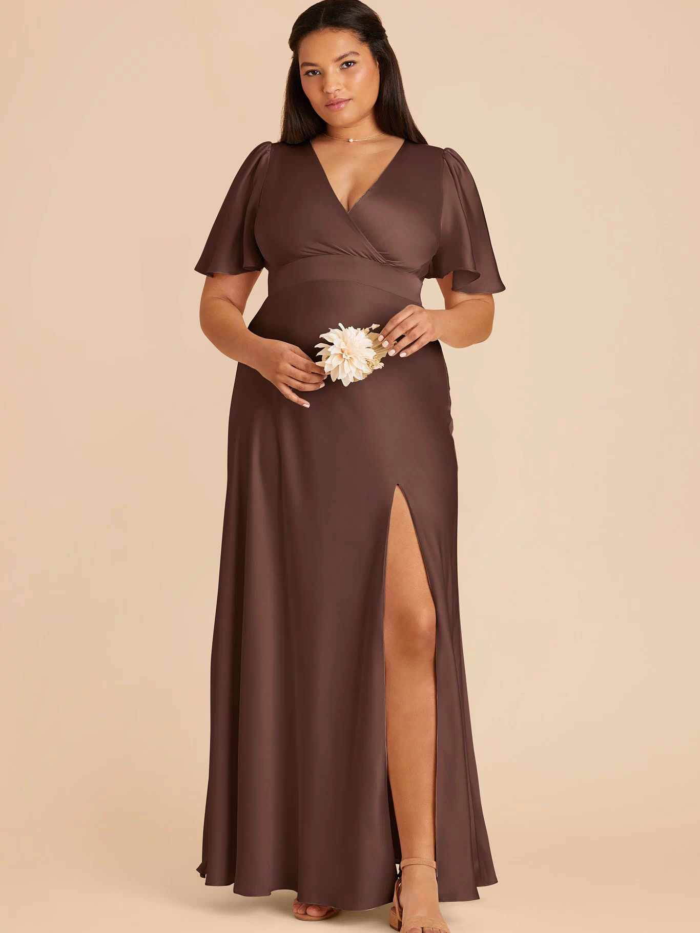 Marni Matte Satin Dress - Chocolate Brown 3X / CHOCOLATE BROWN / Rush Production