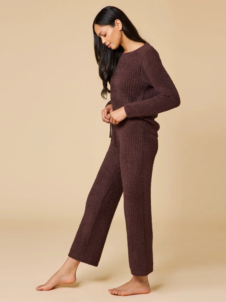 Waffle Marshmallow Boatneck Lounge Set in Espresso
