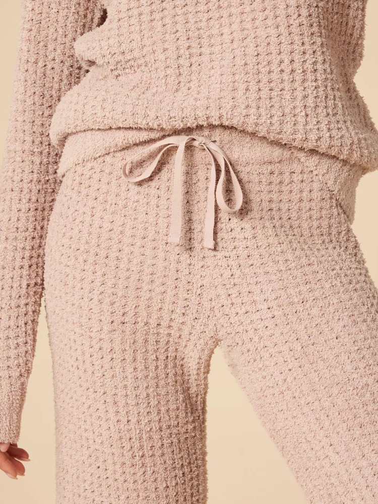 Waffle Marshmallow Boatneck Lounge Set in Coco