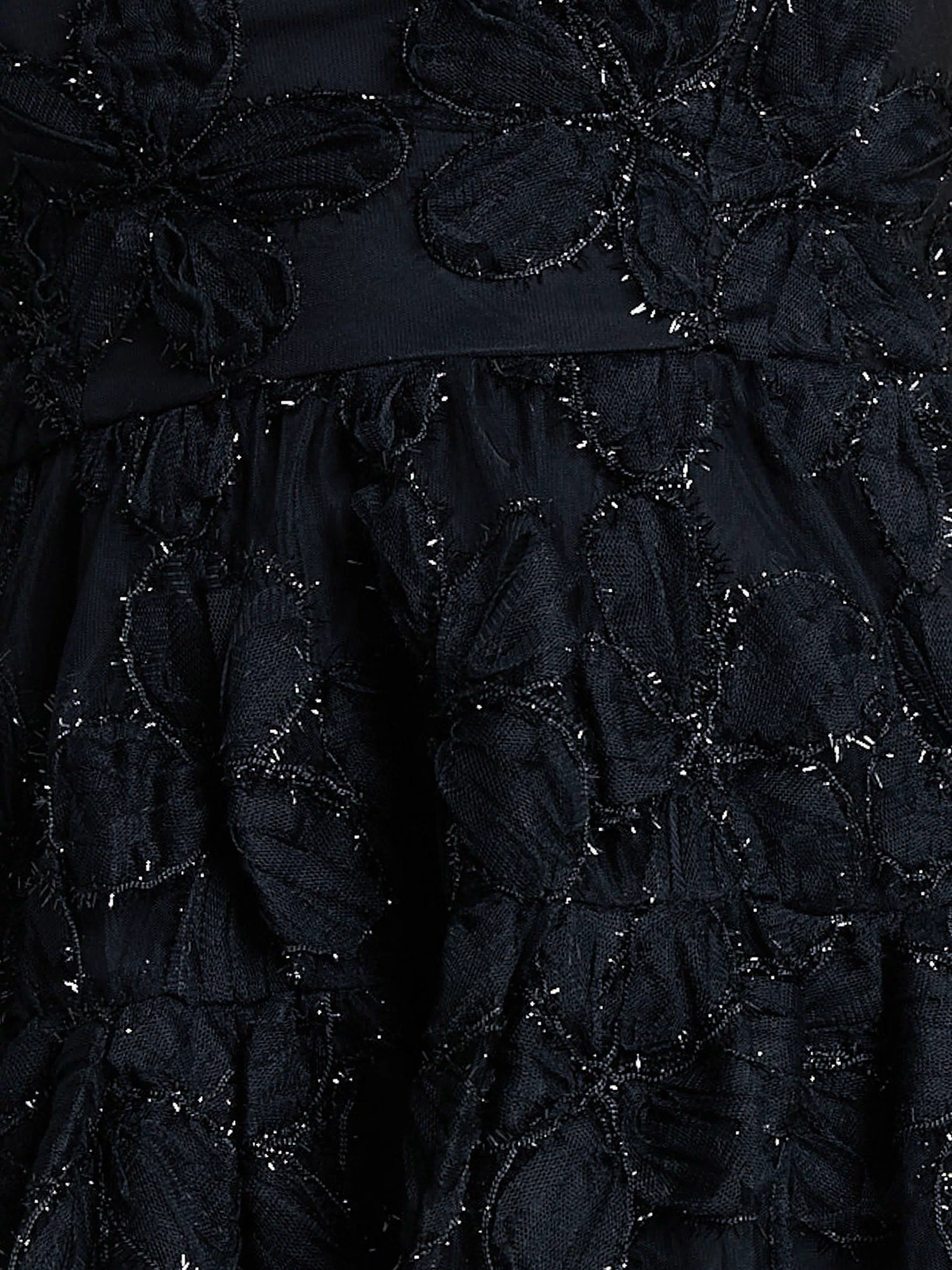 Marzy Mini Dress - Strapless Floral Detail Lace Fit and Flare Dress in Black