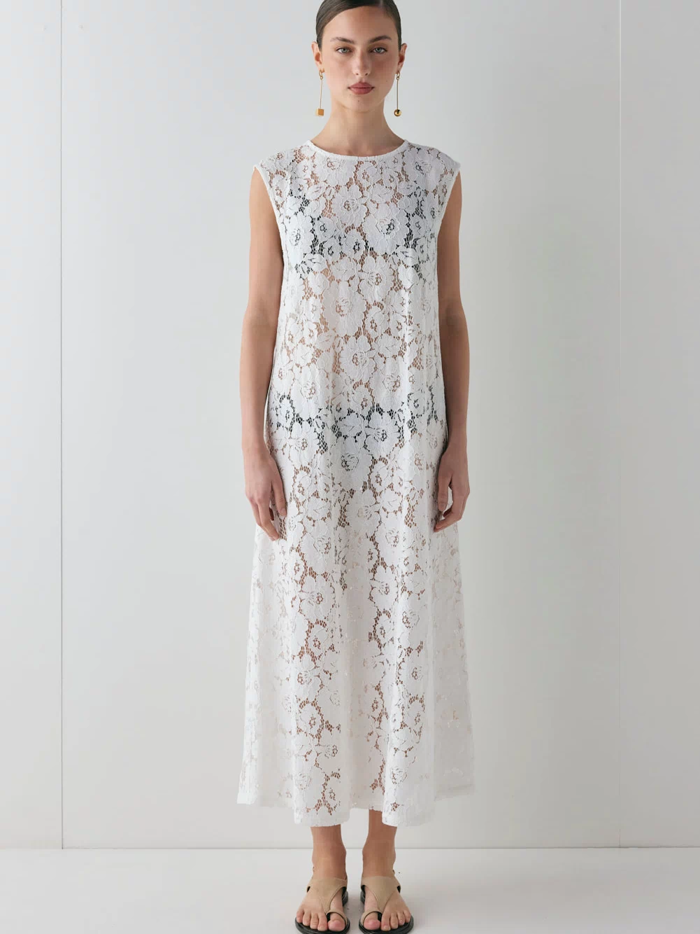 Maya Lace Midi Dress White