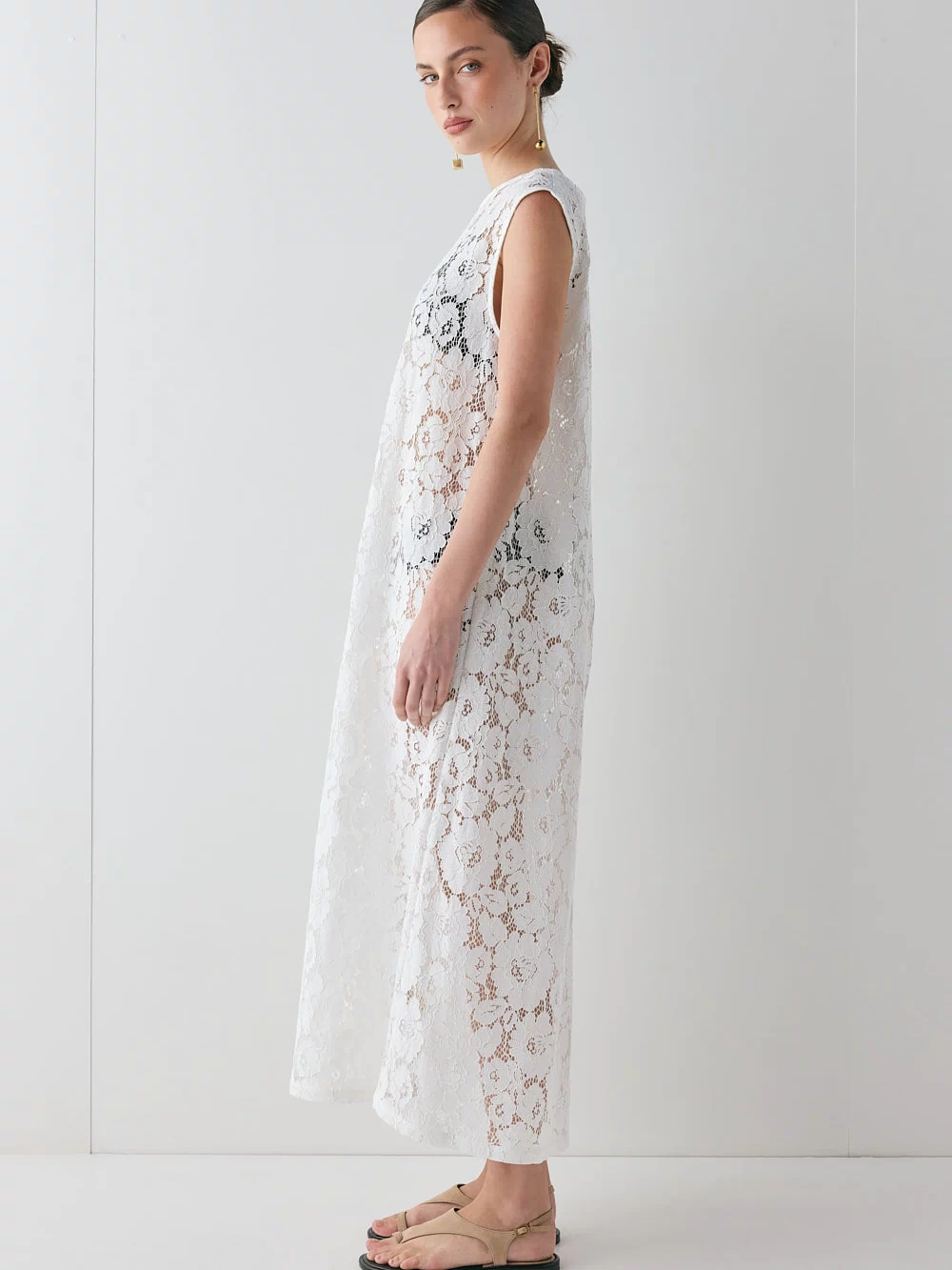 Maya Lace Midi Dress White