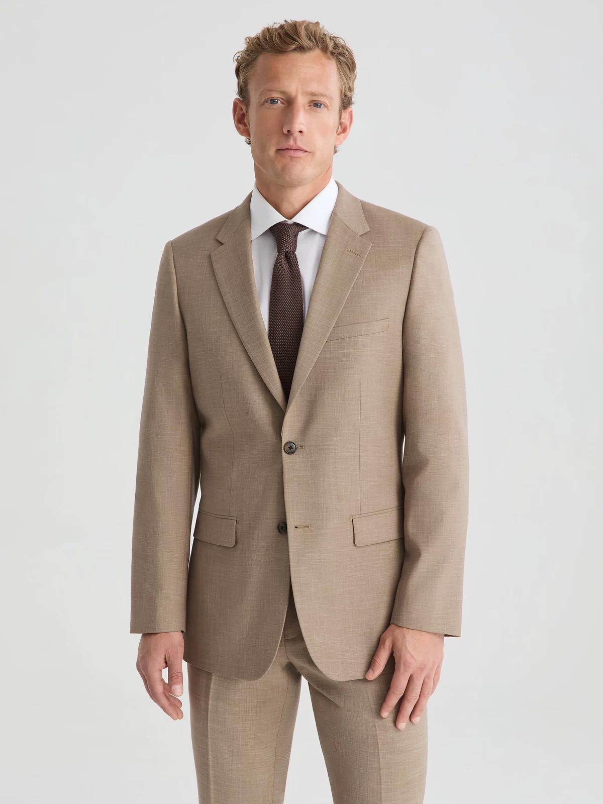 Men's Linen-Look Latte Suit Jacket