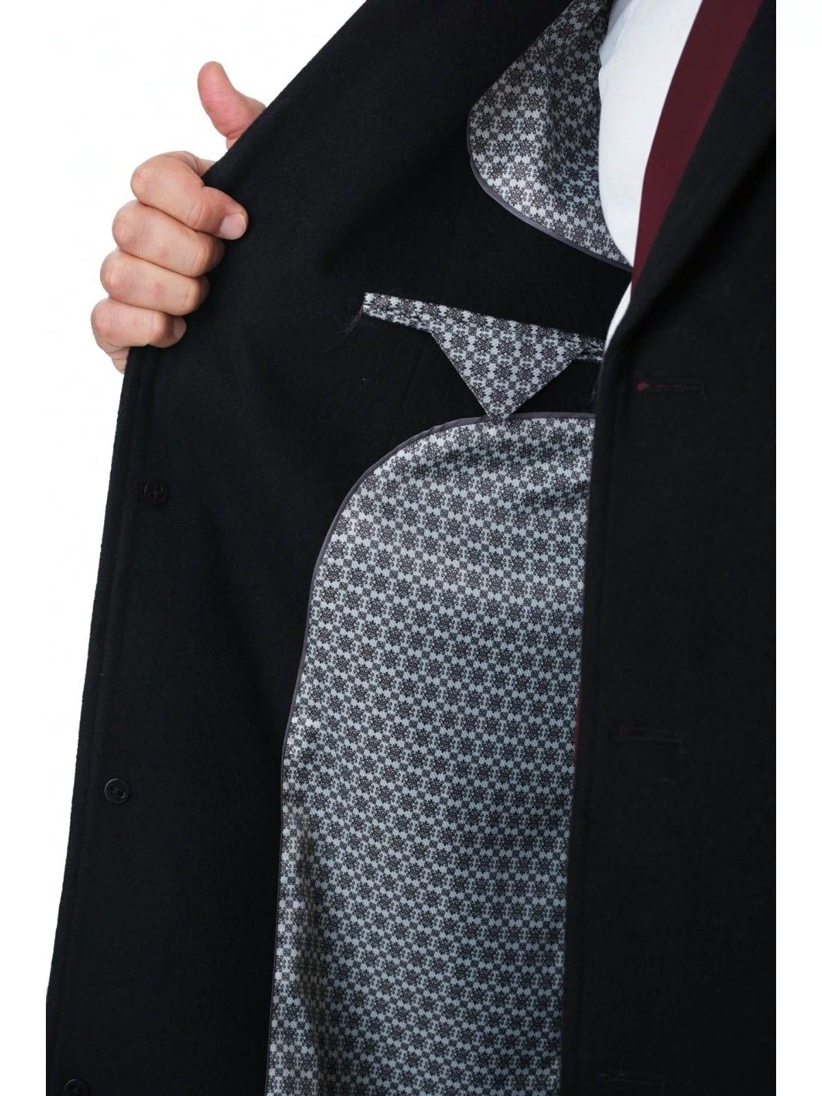 Arthur Black OUTERWEAR Regular Fit Solid Full Length Wool Cashmere Overcoat