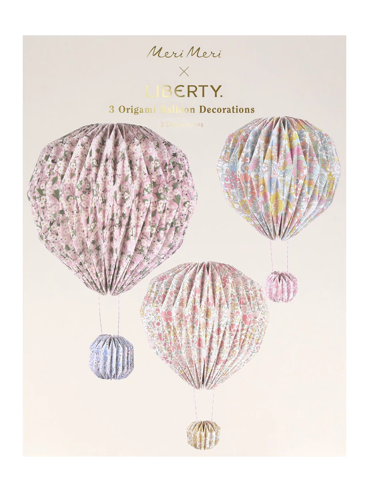 Our balloon decor set of 3 are fabulous paper decorations for hanging at parties or in the home, made with Liberty floral print designs. Image6