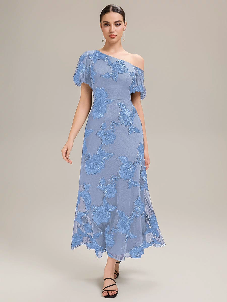 Mesh Embroidered Mermaid Evening Dress #color_Ice Blue