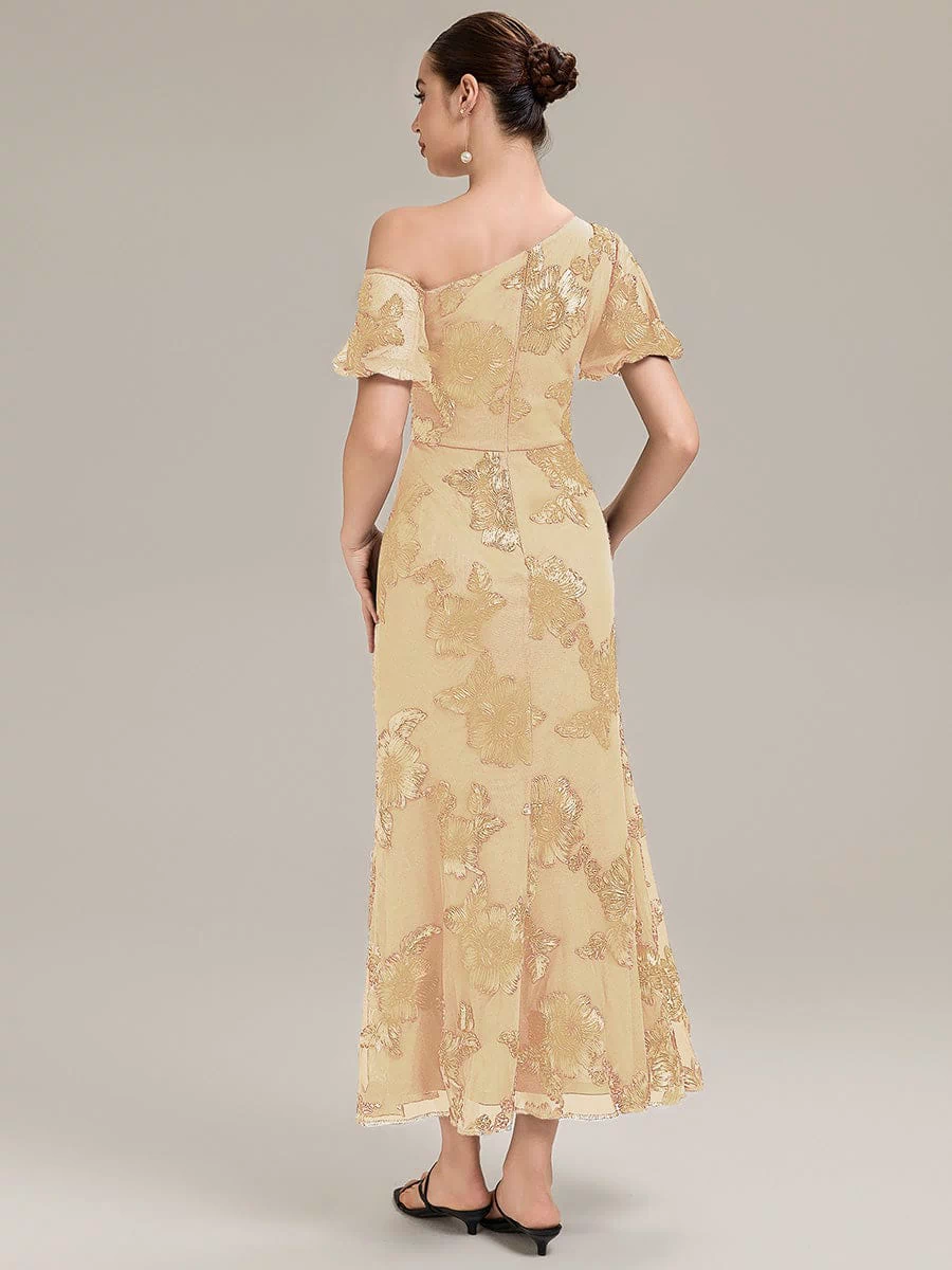 Mesh Embroidered Mermaid Evening Dress #color_Yellow