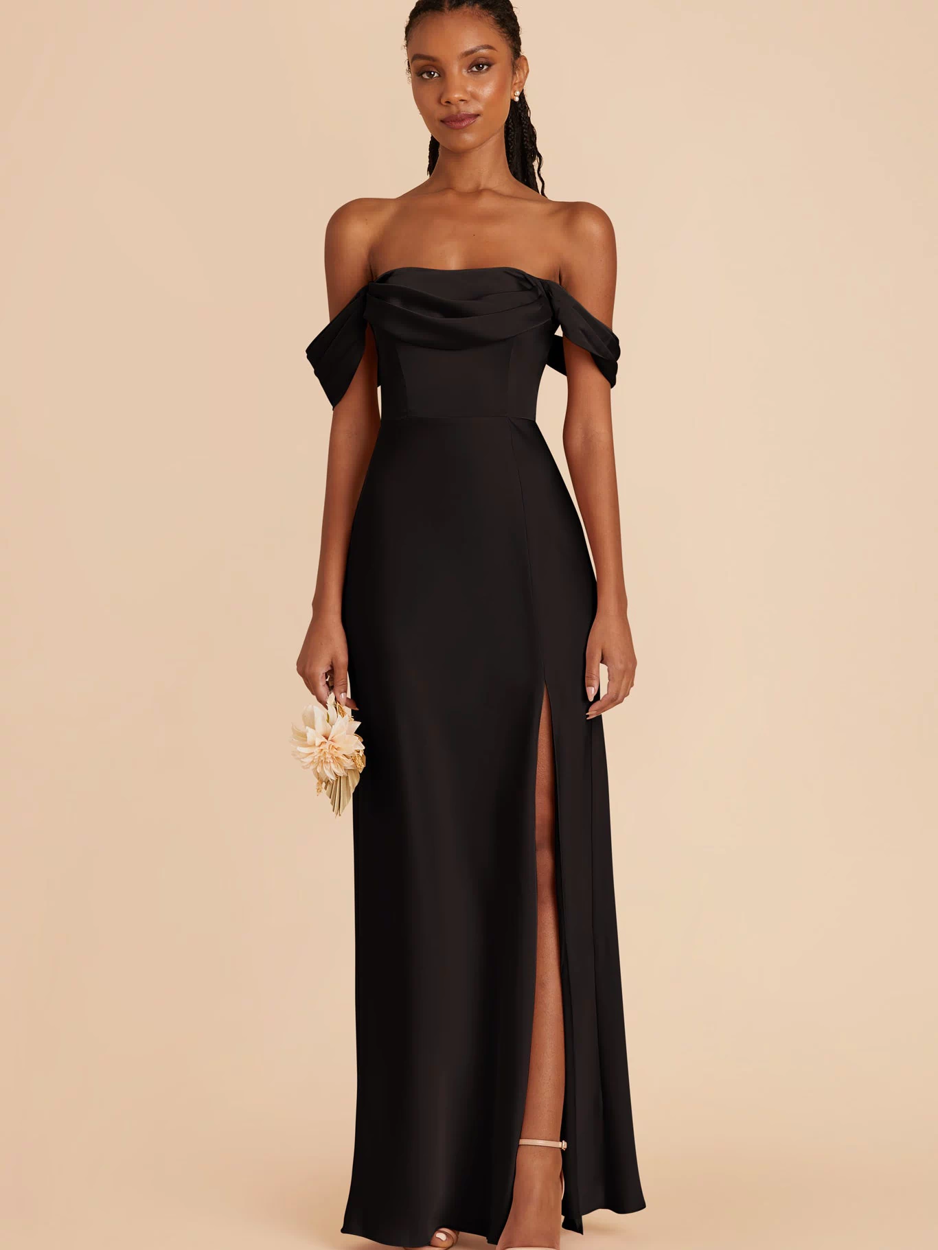 Mia Matte Satin Dress - Black
