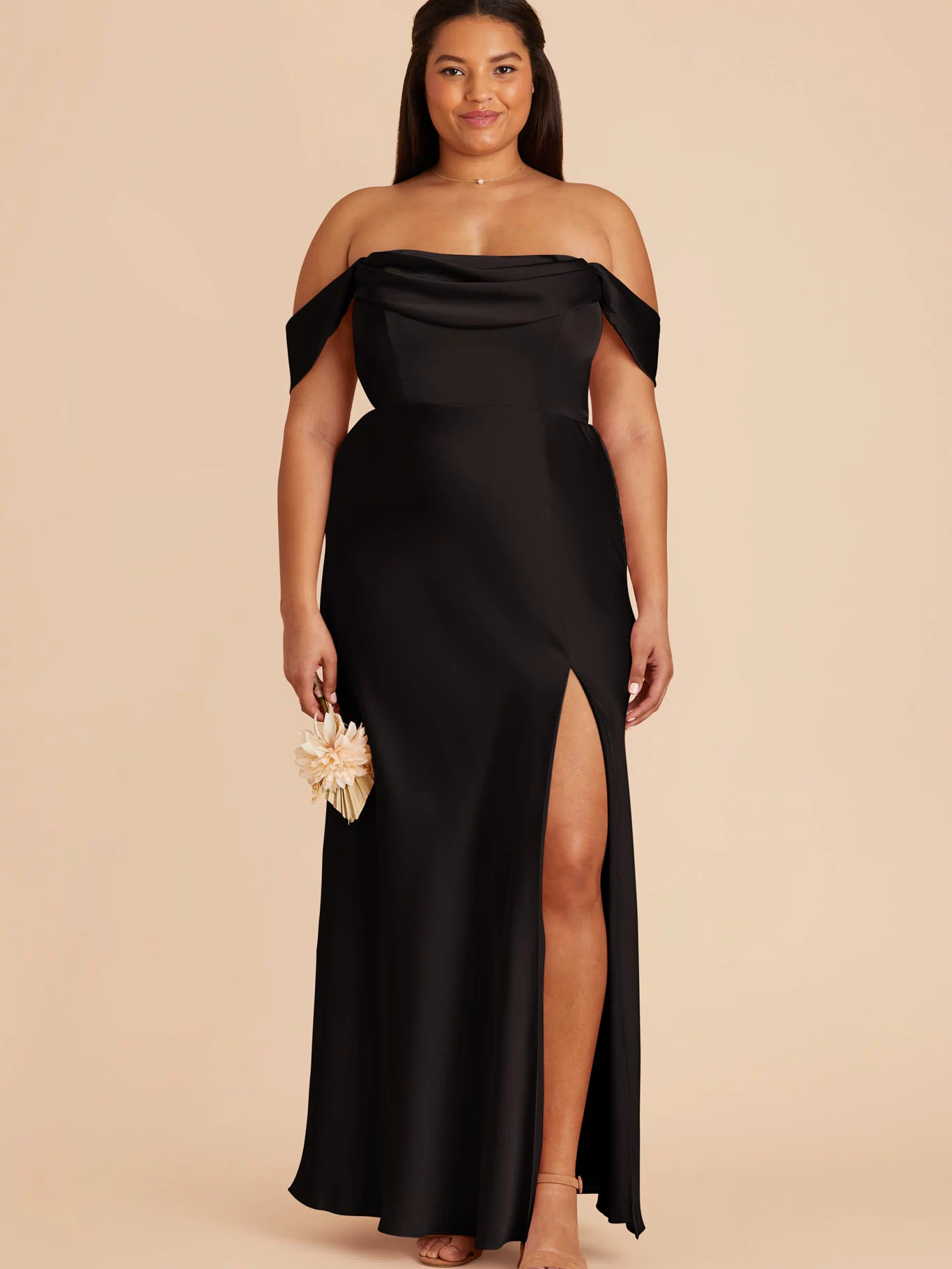 Black Mia Matte Satin Dress by Birdy Grey