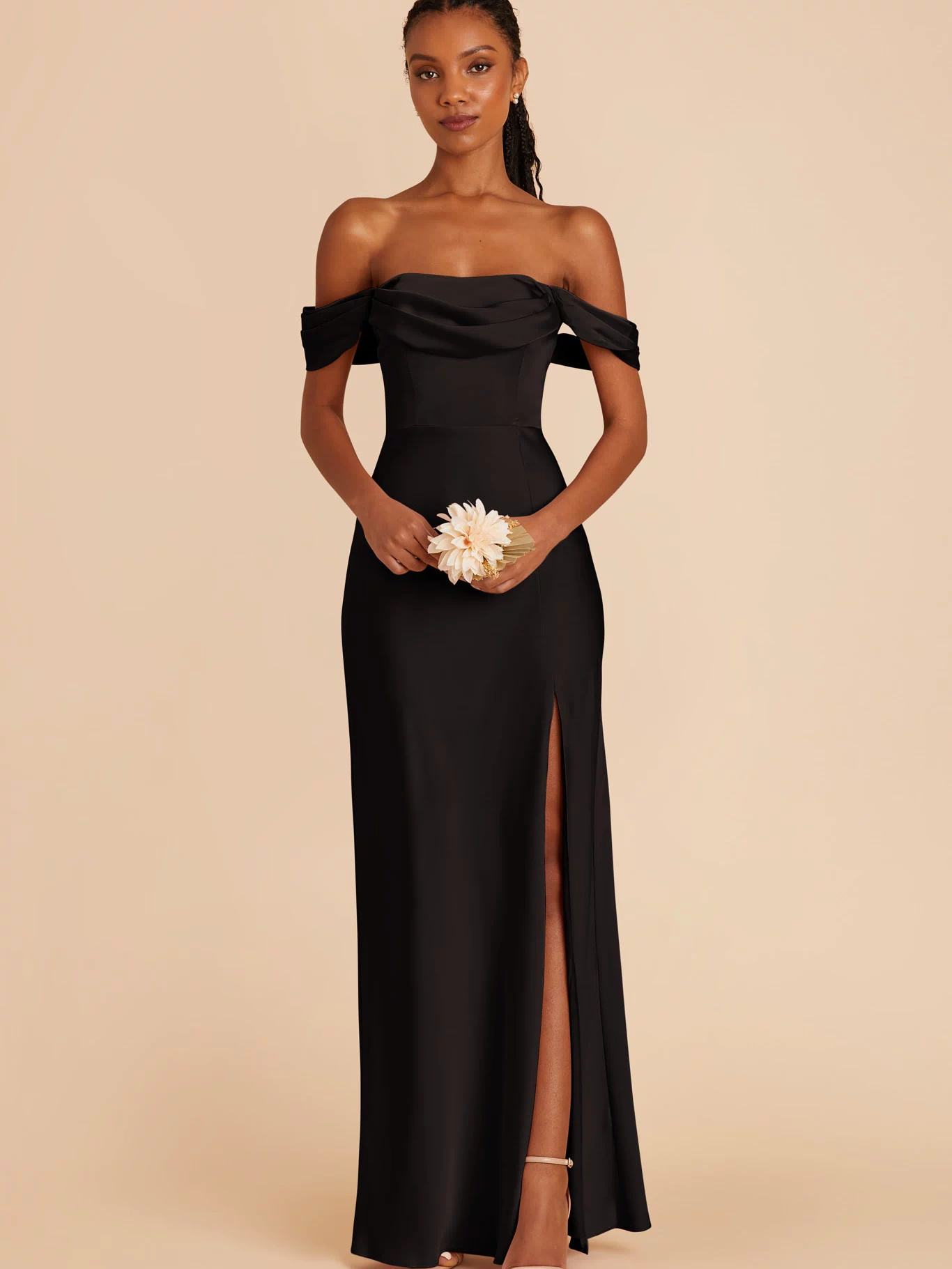 Black Mia Matte Satin Dress by Birdy Grey