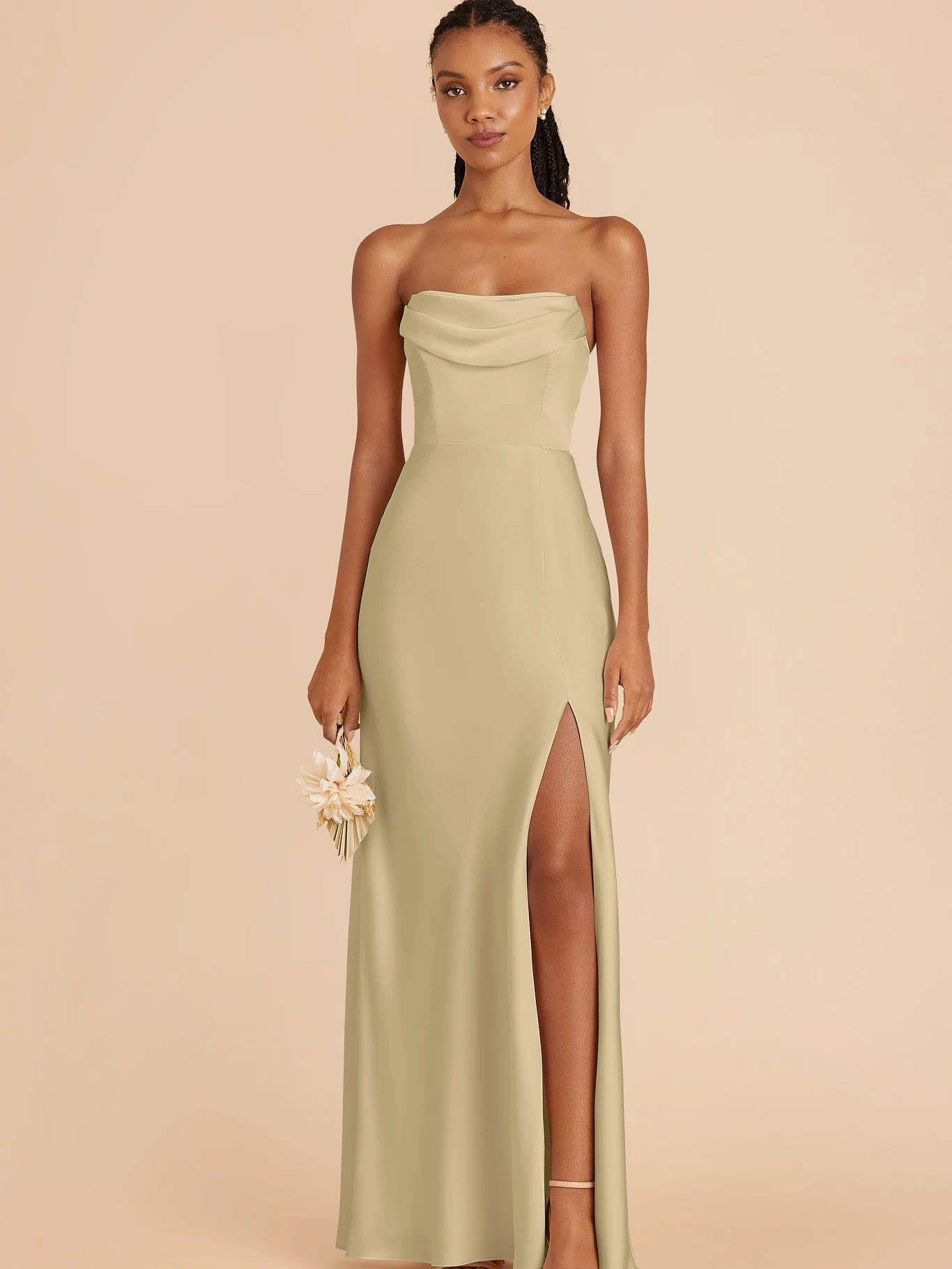 Mia Matte Satin Dress - Moss Green