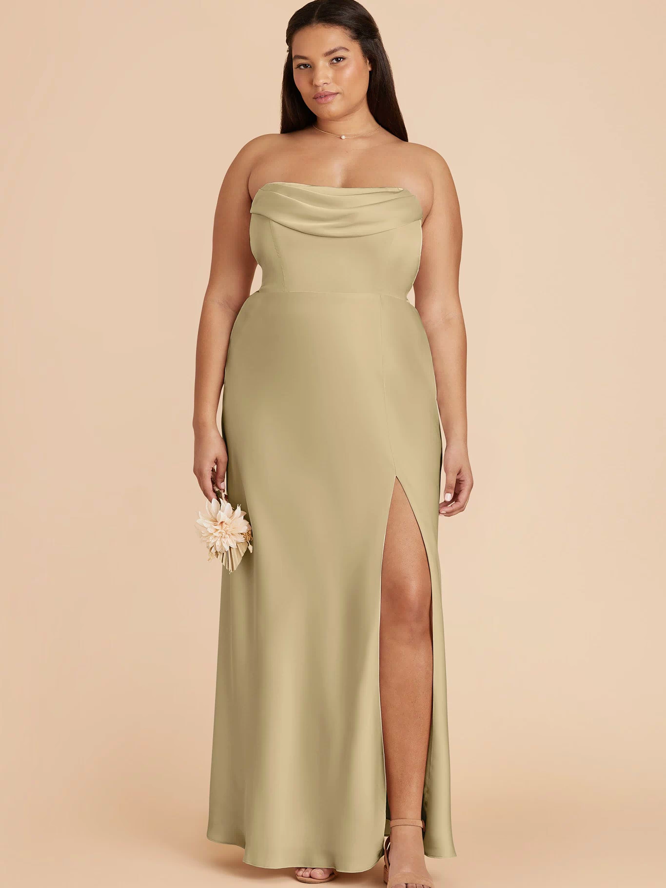 Mia Matte Satin Dress - Moss Green 3X / MOSS GREEN / Rush Production