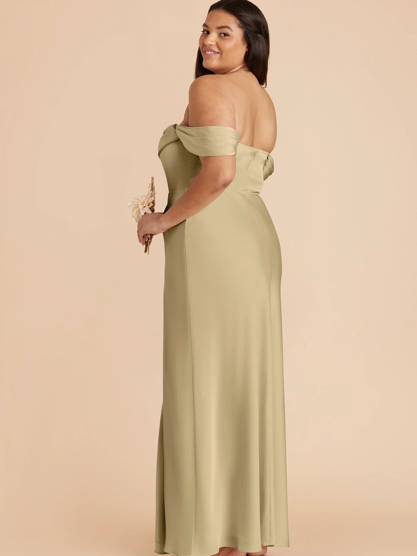 Mia Matte Satin Dress - Moss Green 3X / MOSS GREEN / Rush Production