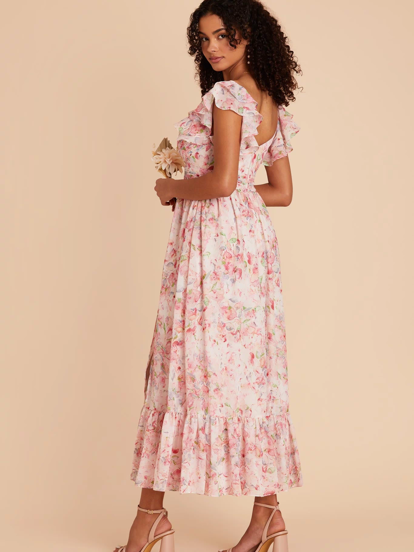 Pink Falling Petals Michelle Chiffon Dress by Birdy Grey