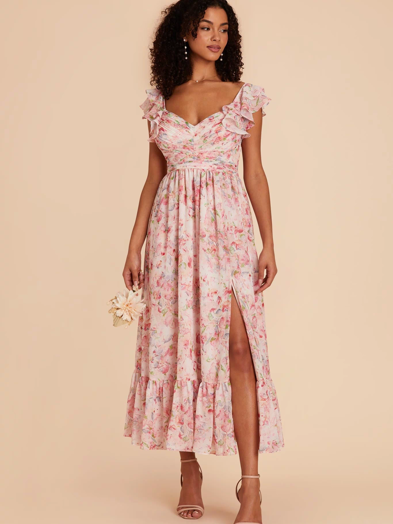 Pink Falling Petals Michelle Chiffon Dress by Birdy Grey