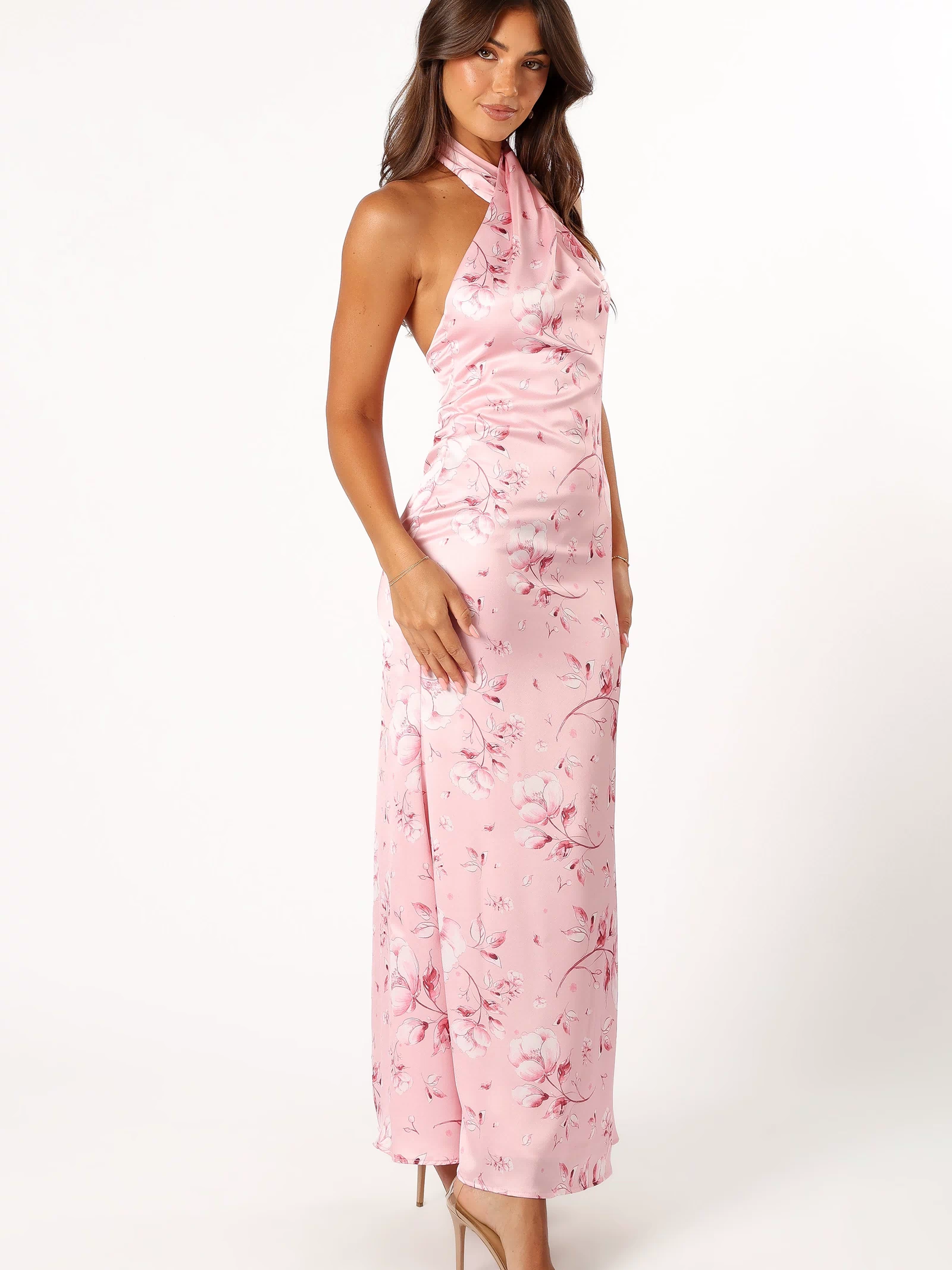 Petal and Pup USA DRESSES Mila Halterneck Maxi Dress - Pink Floral